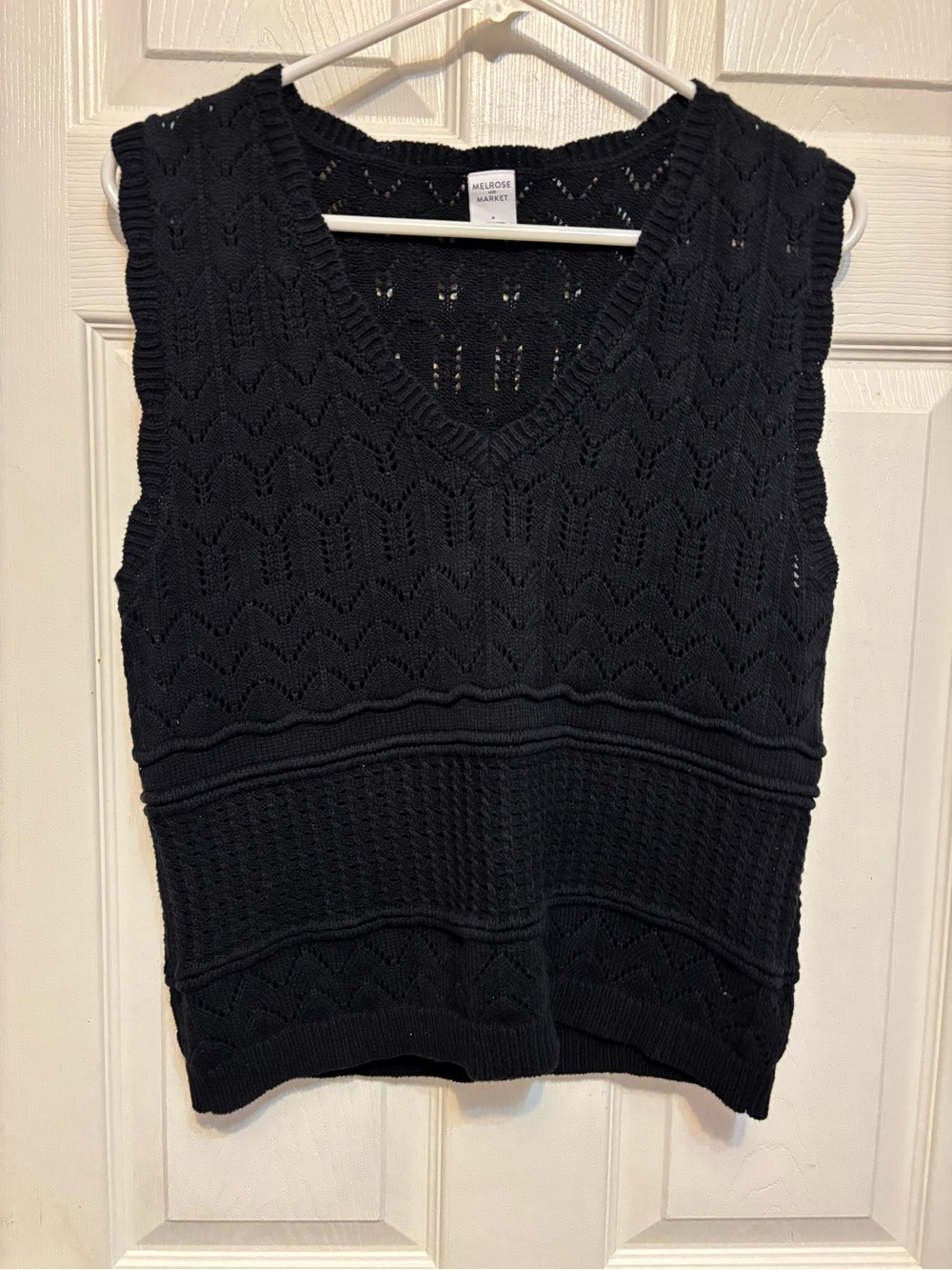 Women’s Melrose and Market Black Mixed Stitch Sweater Vest